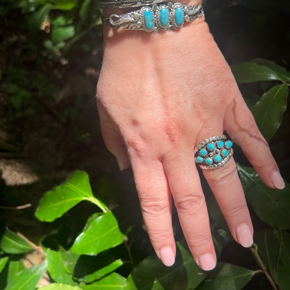 Navajo Silver & Turquoise Bradelet by Darrell Morgan - Picture 5 of 5